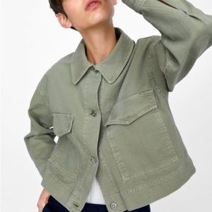 Zara Khaki Denim Jacket